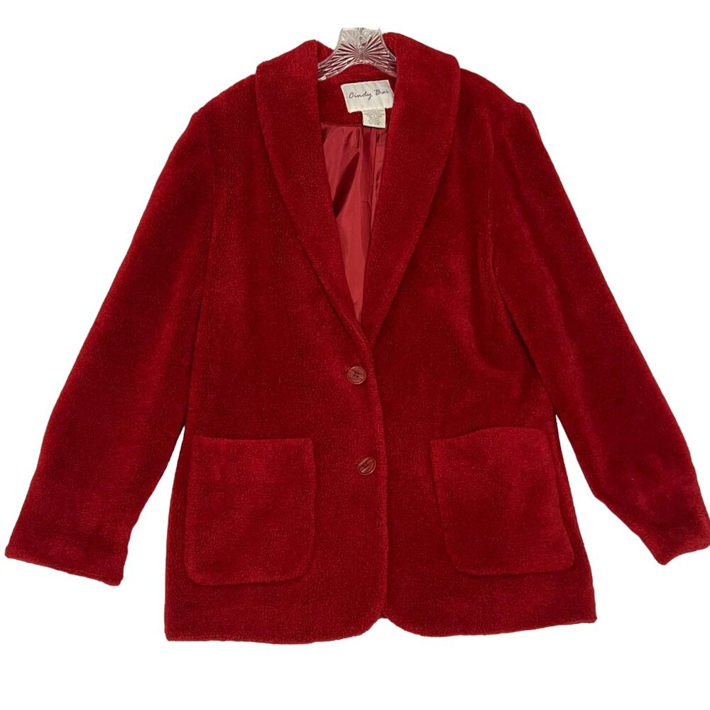 Cindy Bai Vintage Red Button-Up Blazer Jacket Womens Size S Long Sleeve